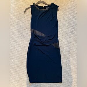 Womens Graham & Spencer Navy Dress w/ 100% Lamb Leather Dress Detailing
